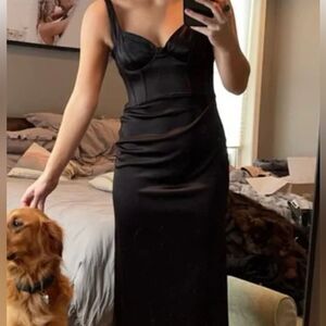 Zara Black Silk MIDI Dress
